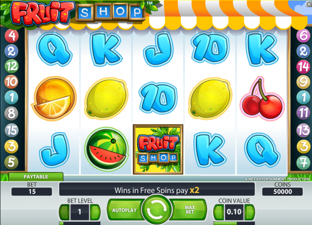 schermata del gioco slot online fruit shop